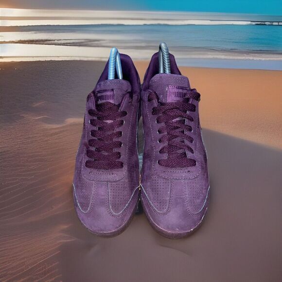 Puma Roma Mono Translucent Suede Sneakers Womens 6.5 Purple Clean Rare Shoes Gym - Picture 3 of 16